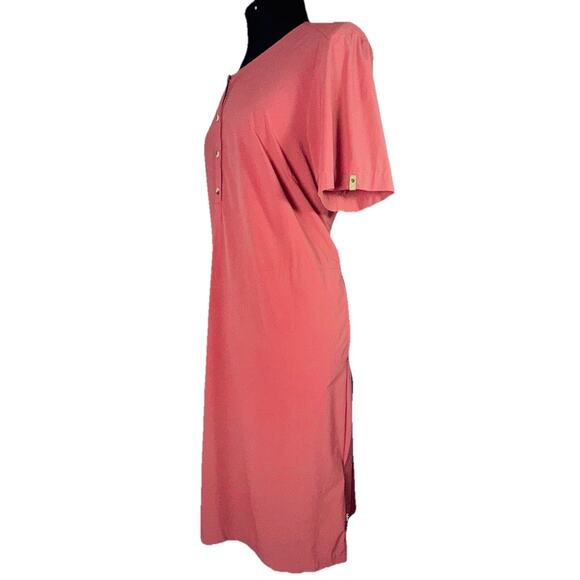 Fjallraven Ovik Lite Dress Large Buttons Short Sleeve Pockets Outdoor Travel Red - Picture 2 of 10